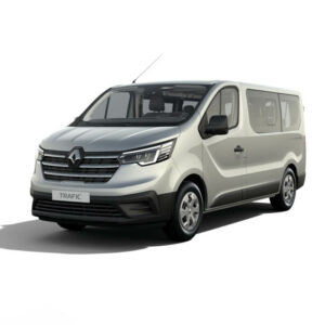 Renault Trafic TPMR Gris Highland vue avant sur fond blanc - minibus handicap